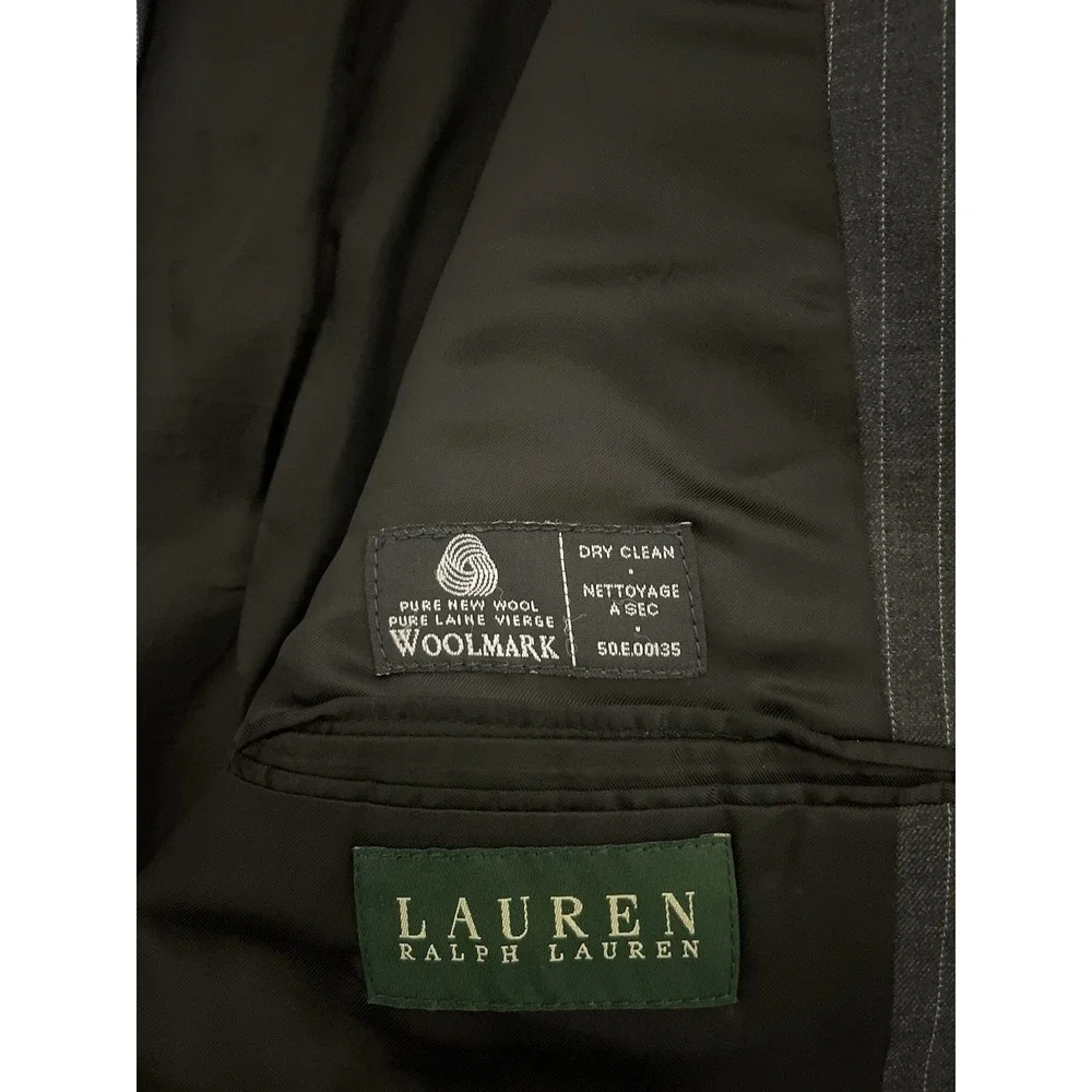 Ralph Lauren Men's 50R Charcoal Pinstripe Wool Sports Coat Blazer